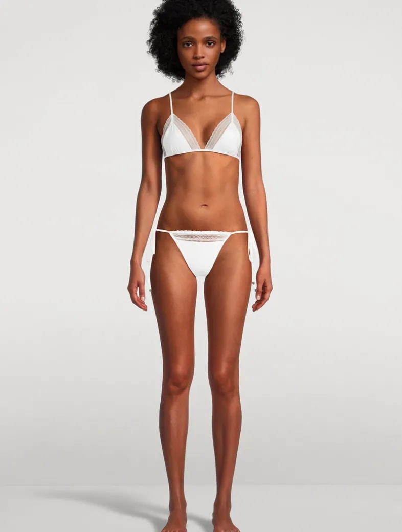 Lace Inset String Bikini Top