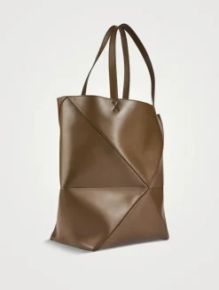 Large Puzzle Fold Leather Tote Bag