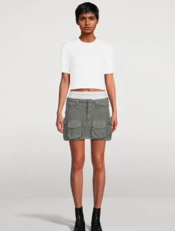Layered Cargo Mini Skirt With Logo Elastic