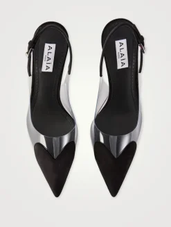 Le Cœur Suede And PVC Slingback Pumps