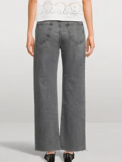 Le Jane Ankle Raw Fray Wide-Leg Jeans