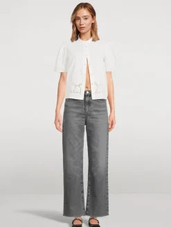 Le Jane Ankle Raw Fray Wide-Leg Jeans