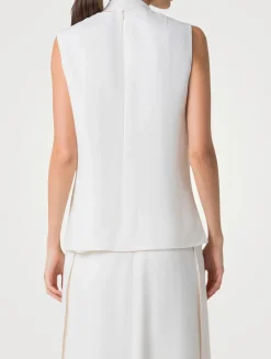 Linen And Wool Tie-Neck Blouse