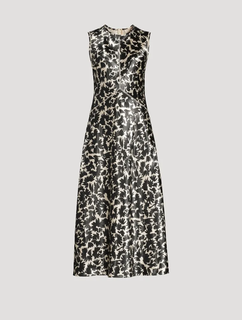 Lisbet Satin Midi Dress In Floral Print