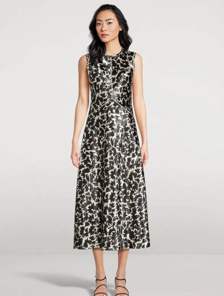 Lisbet Satin Midi Dress In Floral Print