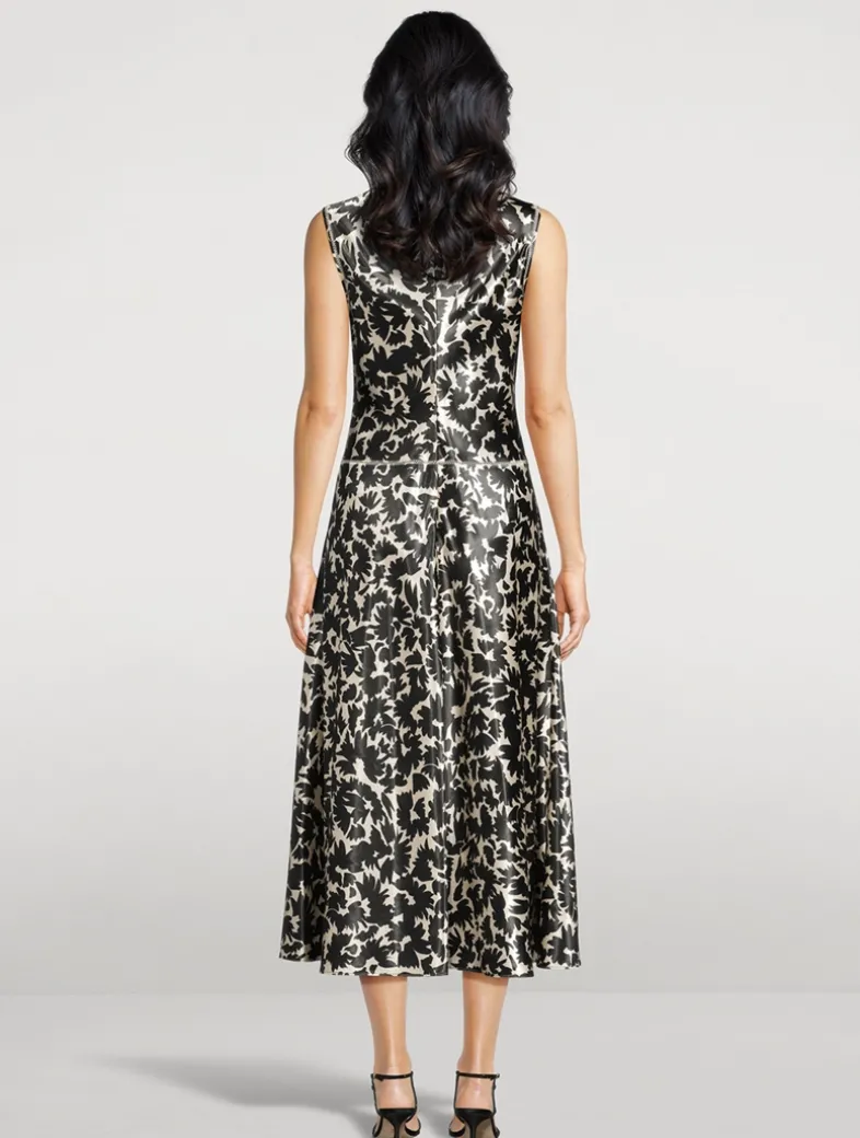 Lisbet Satin Midi Dress In Floral Print