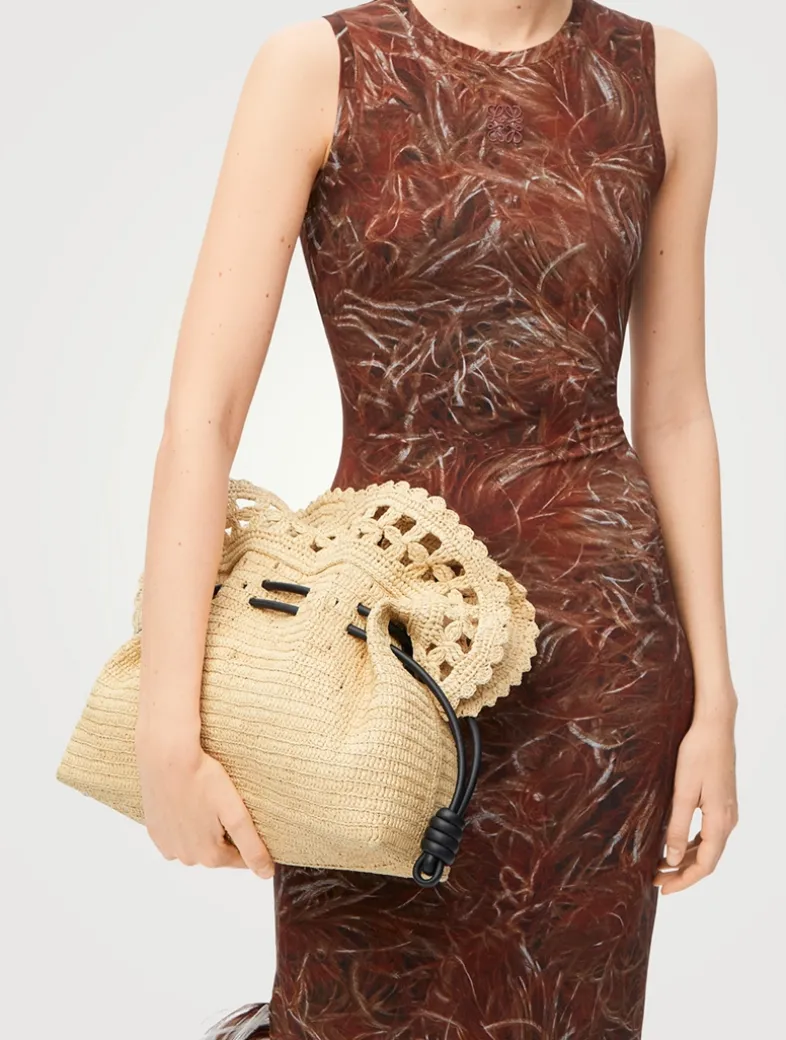 Loewe x Paula's Ibiza Medium Flamenco Raffia Clutch