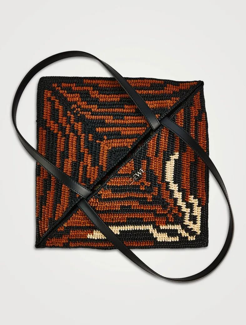 Loewe x Paula's Ibiza Medium Puzzle Fold Raffia Tote Bag