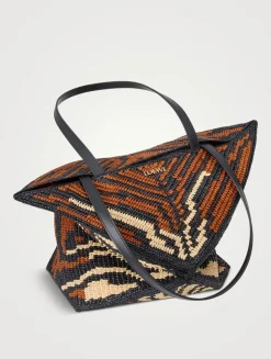 Loewe x Paula's Ibiza Medium Puzzle Fold Raffia Tote Bag
