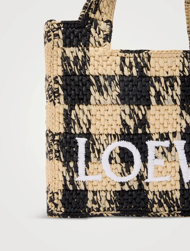 Loewe x Paula's Ibiza Mini Loewe Font Raffia Tote Bag