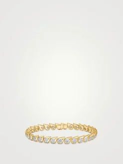 LU 18K Gold Droplet Bracelet With Diamonds