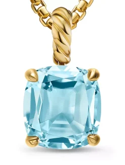 Marbella Pendant In 18k Yellow Gold With Hampton Blue Topaz, 12mm