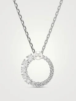 Matrix Crystal Pearl And Crystal Pendant Necklace