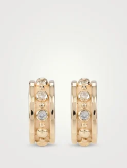 Méditerranée Joanna 14K Gold Wide Hoop Earrings With Diamonds