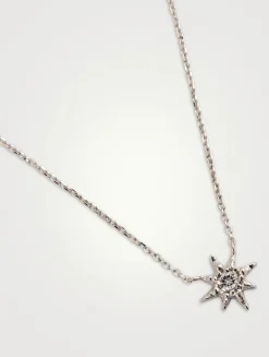 Micro Aztec Sterling Silver Starburst Necklace With Topaz