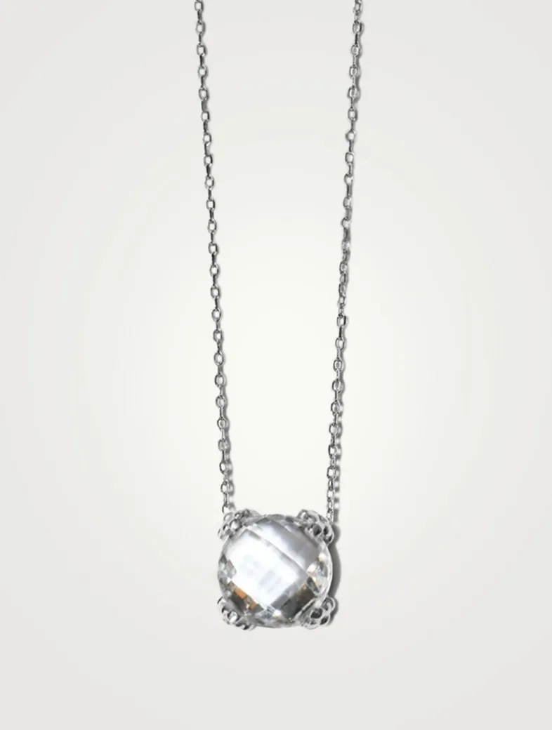 Mini Dew Drop Silver Cluster Necklace With White Topaz