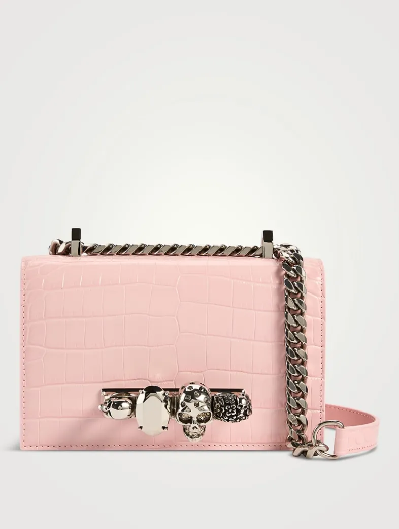 Mini Jewelled Croc-Embossed Leather Satchel