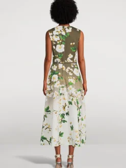 Ombré Midi Dress In Cherry Blossom Print