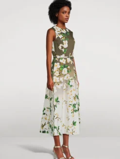 Ombré Midi Dress In Cherry Blossom Print