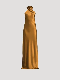 Pandora Satin Halter Gown