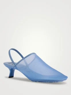 Petal Mesh Slingback Pumps
