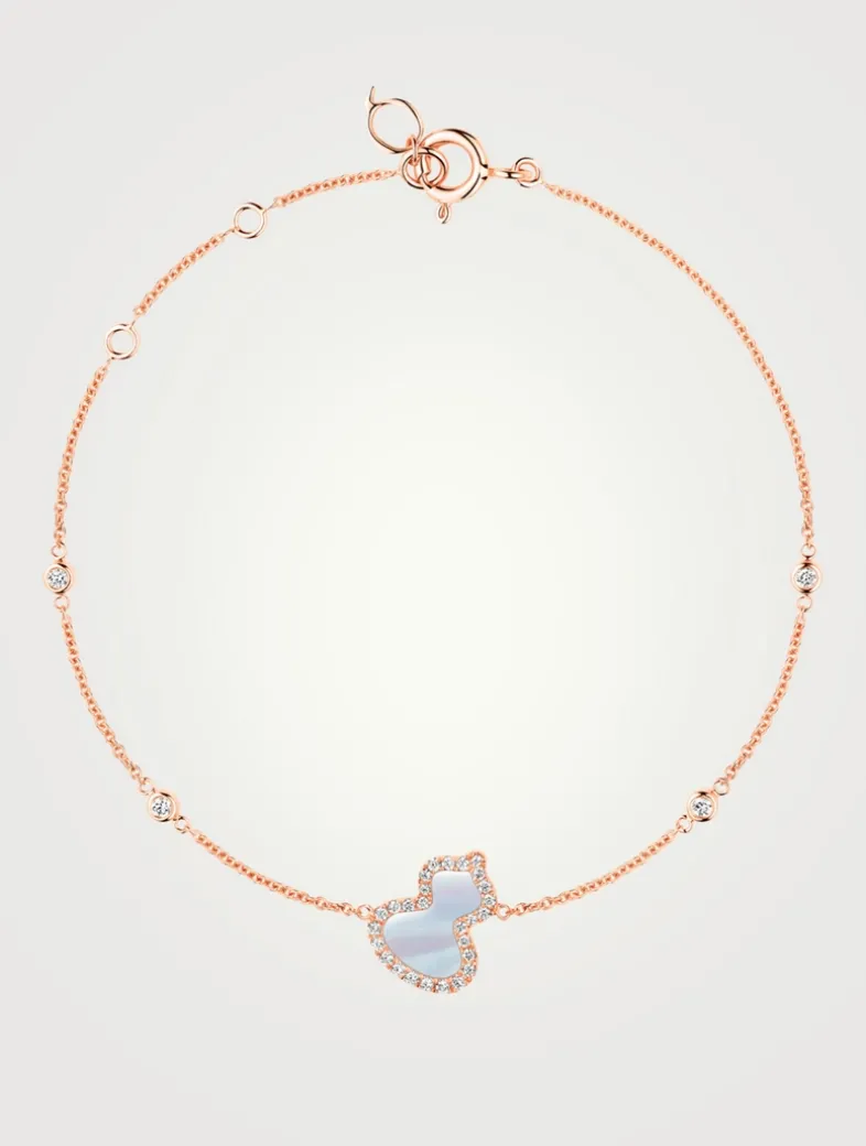Petite Wulu 18K Rose Gold Bracelet With Diamonds And Mother Of Pearl