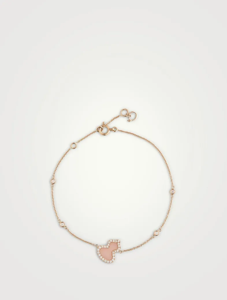 Petite Wulu 18K Rose Gold Bracelet With Pink Opal And Diamonds