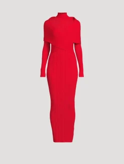 Pleated Knit Maxi Dress