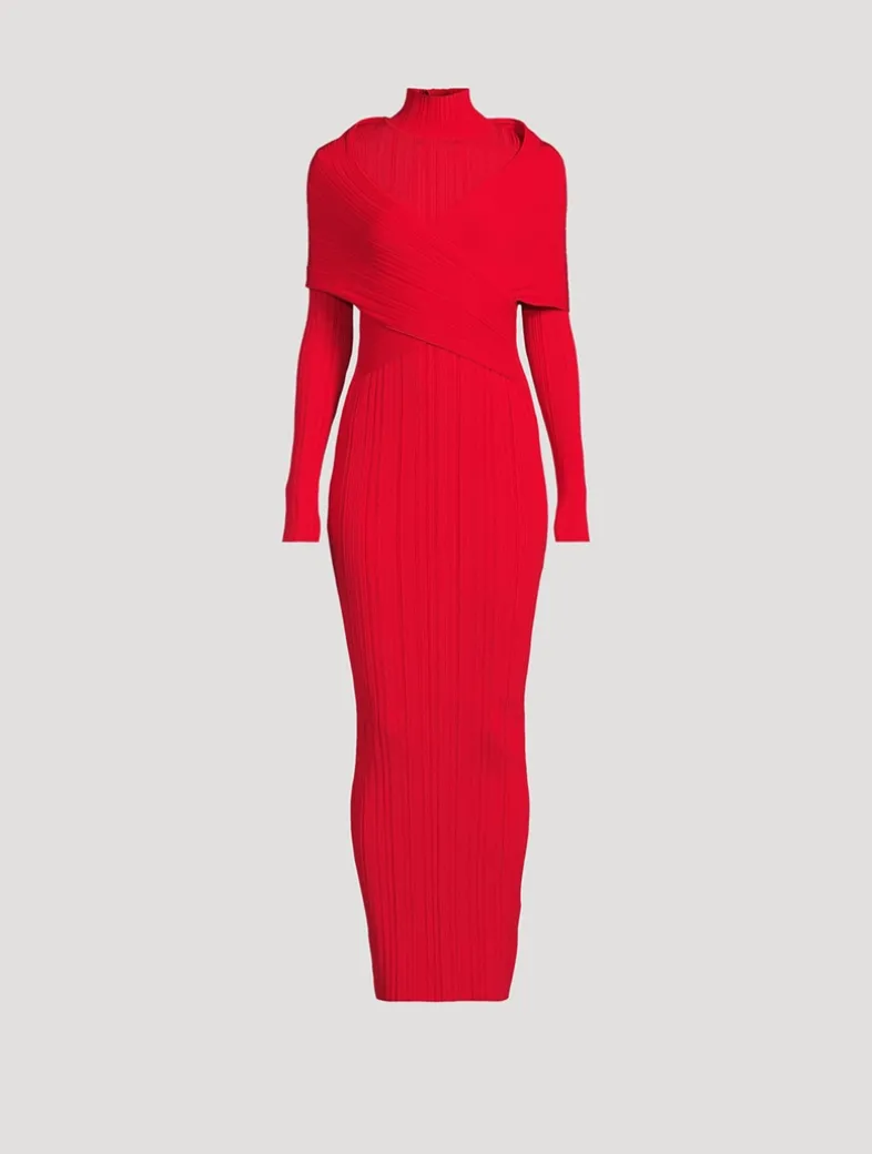 Pleated Knit Maxi Dress