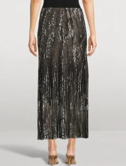 Plissé Lurex Midi Skirt