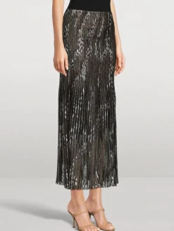 Plissé Lurex Midi Skirt