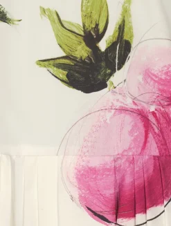 Poplin Midi Dress In Painted Roses Print