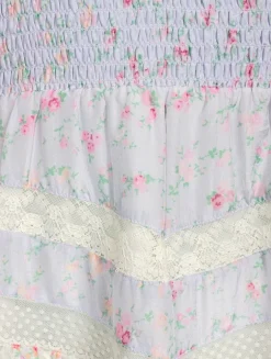 Prim Silk Halter Mini Dress In Floral Print