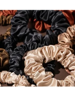 Pure Silk Assorted Scrunchies - Light Brown