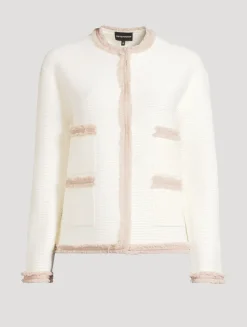 Rib-Knit Fringe-Trimmed Jacket