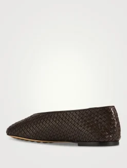 Rosa Intrecciato Leather Ballet Flats