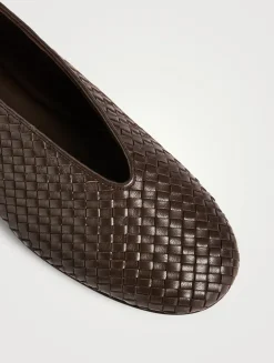 Rosa Intrecciato Leather Ballet Flats