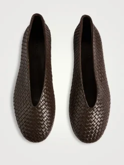 Rosa Intrecciato Leather Ballet Flats