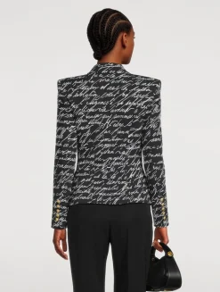 Satin Blazer In Love Letter Print