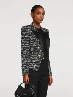 Satin Blazer In Love Letter Print