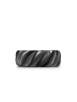 Sculpted Cable Band Ring In Black Titanium, 9mm