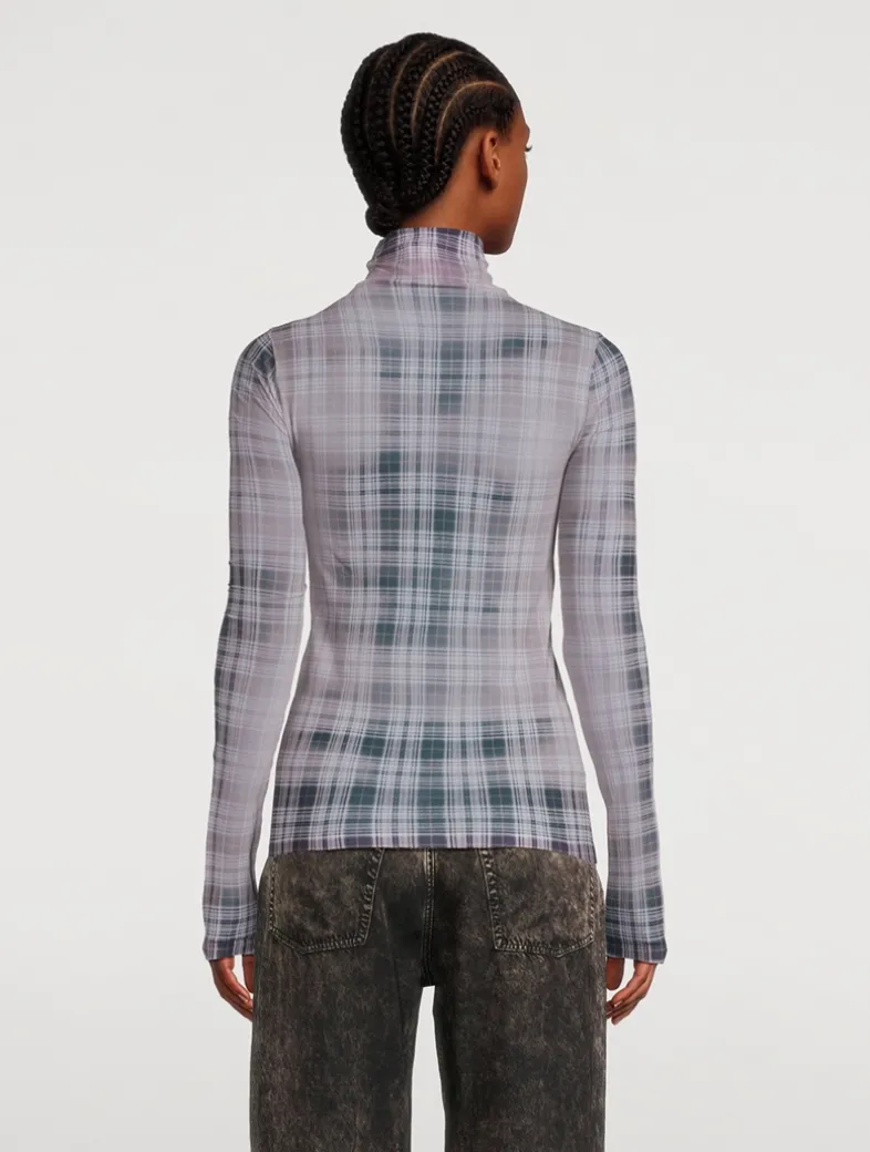 Seamless Turtleneck In Plaid Print