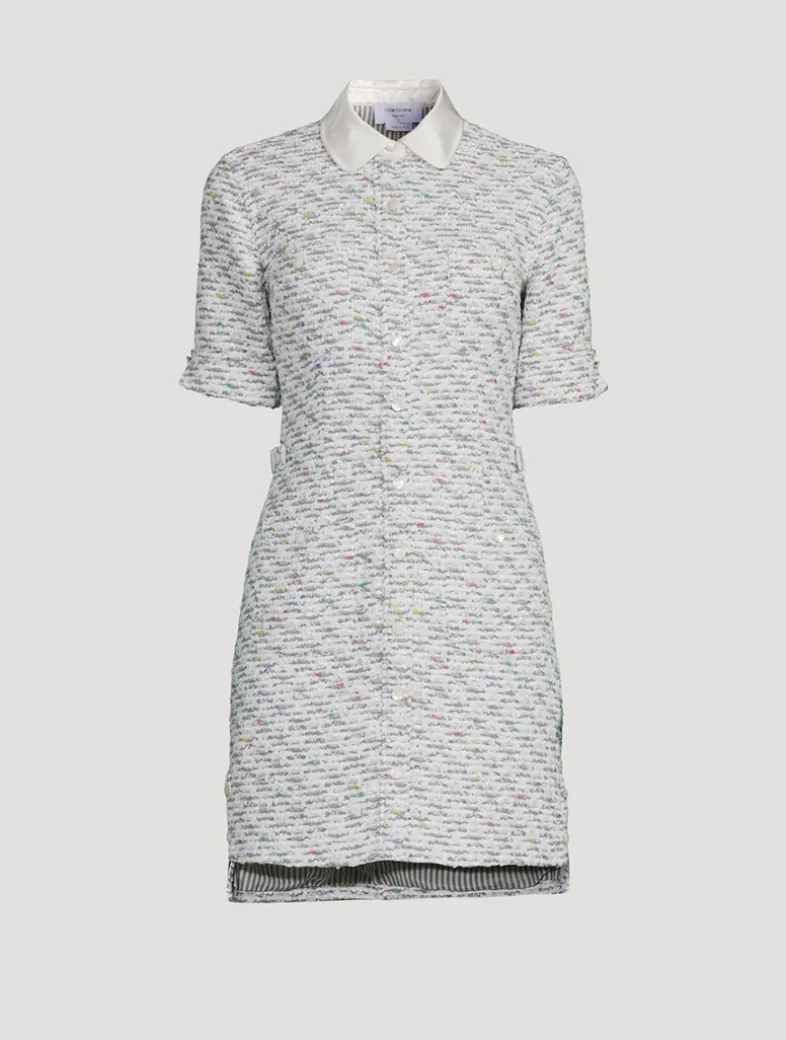 Sequin Tweed Shirt Dress