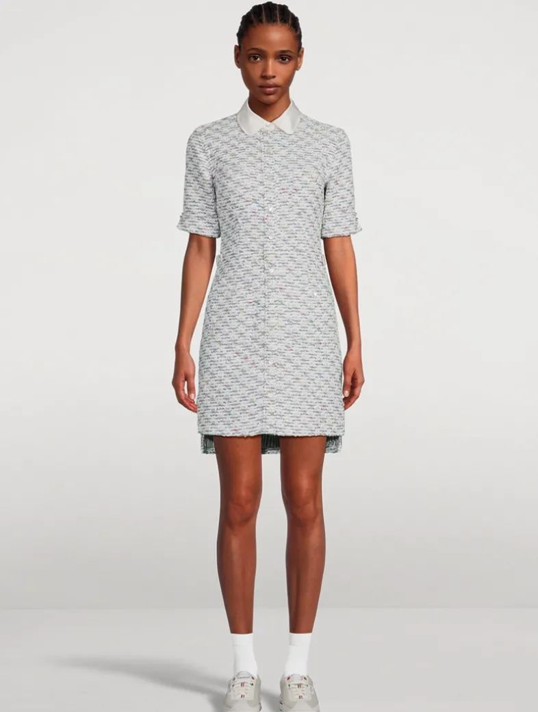 Sequin Tweed Shirt Dress
