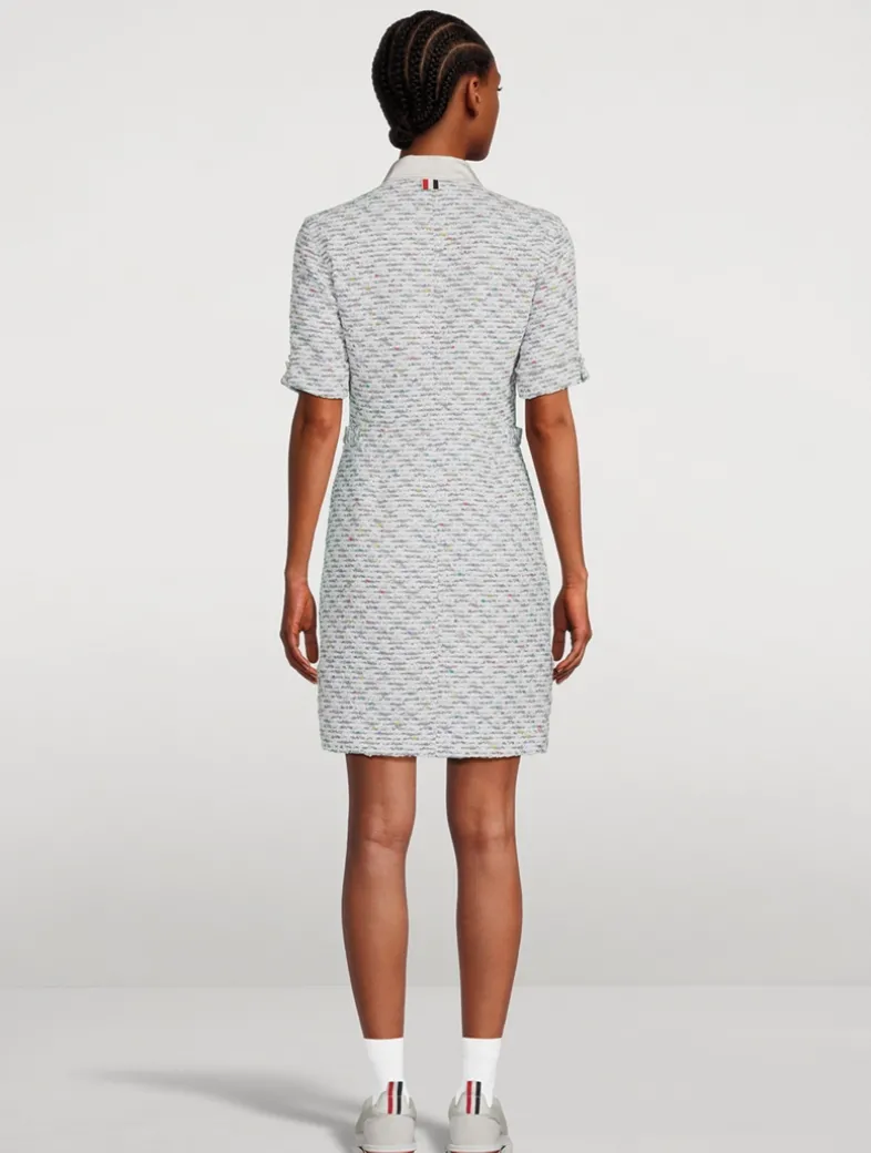 Sequin Tweed Shirt Dress