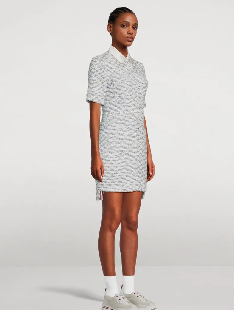 Sequin Tweed Shirt Dress