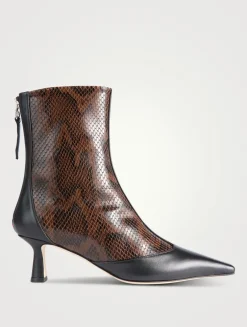 Sila Snakeskin-Embossed Leather Ankle Boots