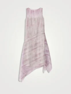 Silk Crépon Dress In Washed Glaze Print