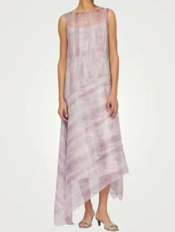 Silk Crépon Dress In Washed Glaze Print