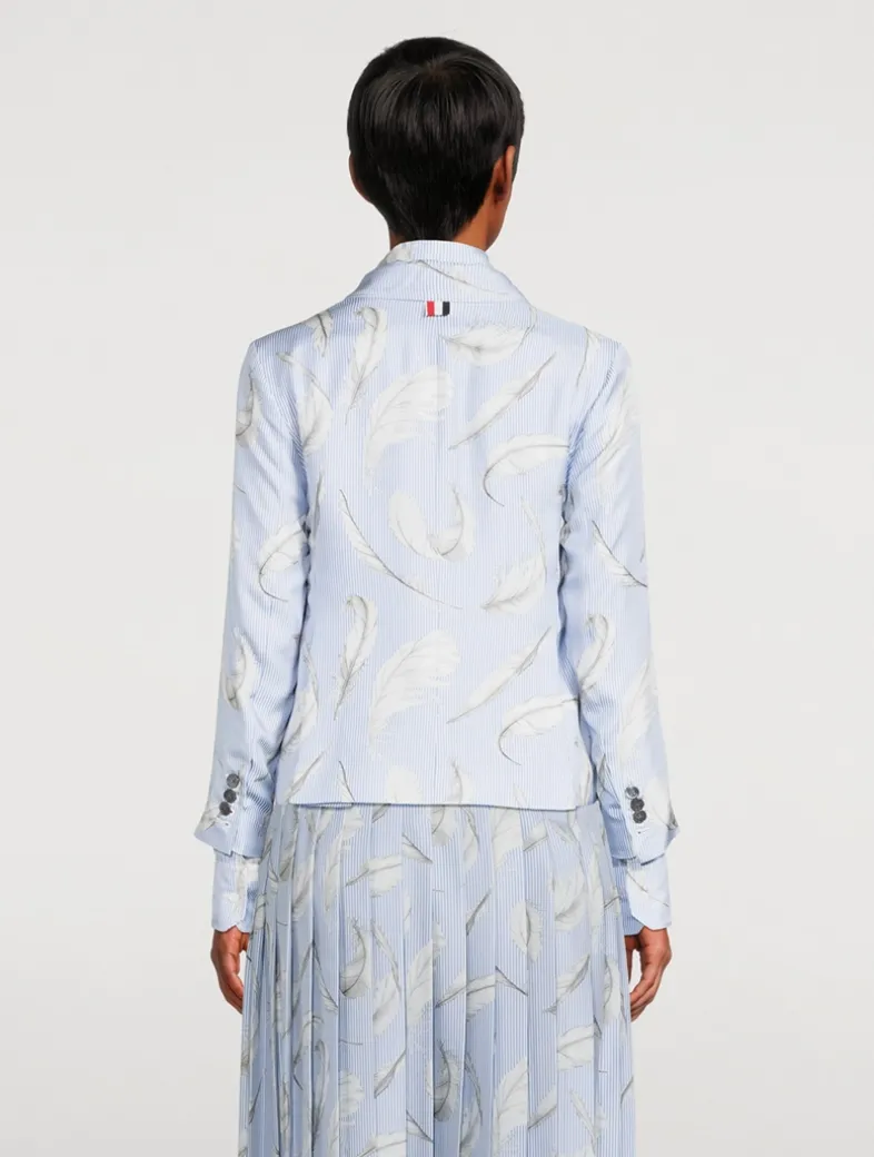 Silk Twill Blazer In Feather Print